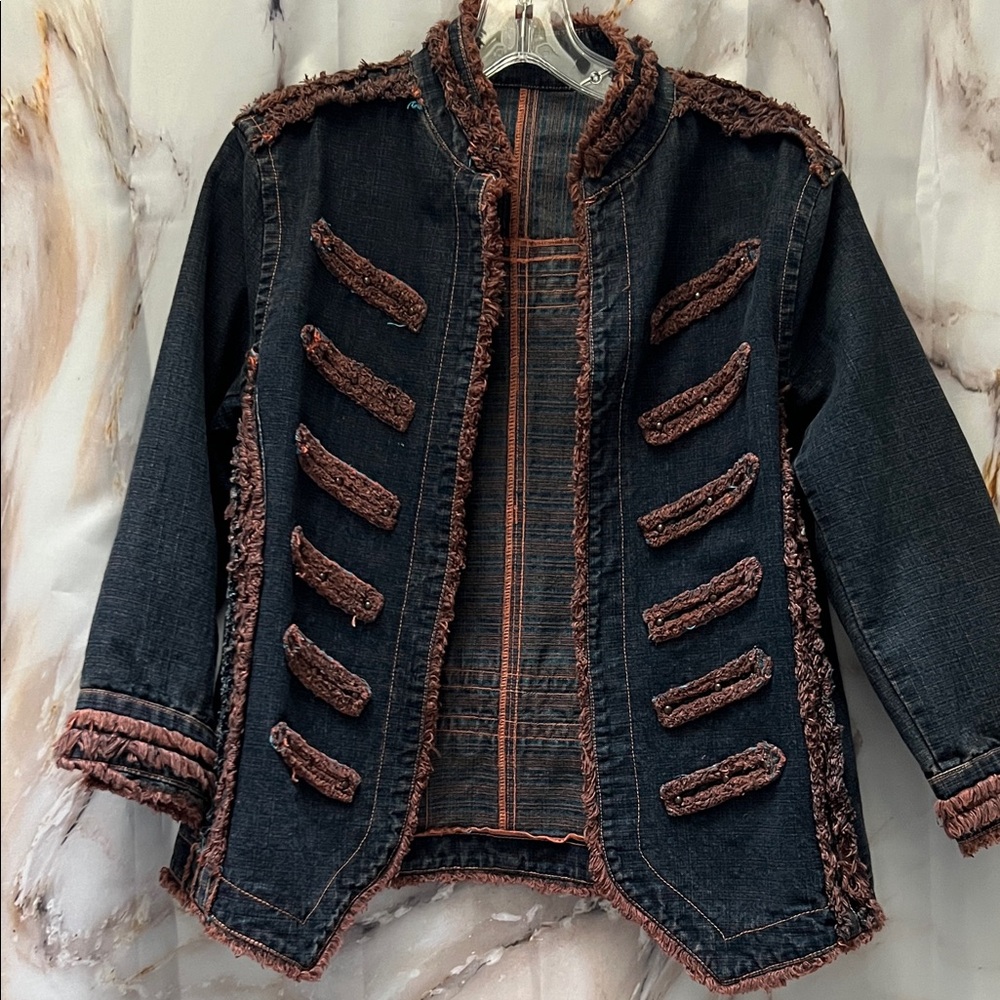Women's Military style Frayed Denim jacket Sz. S